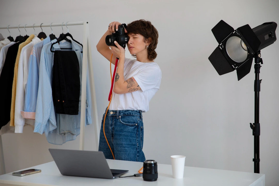 Studio scene showing professional product photo setup for listings.