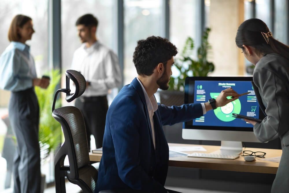 Professionals discussing strategies for operational efficiency