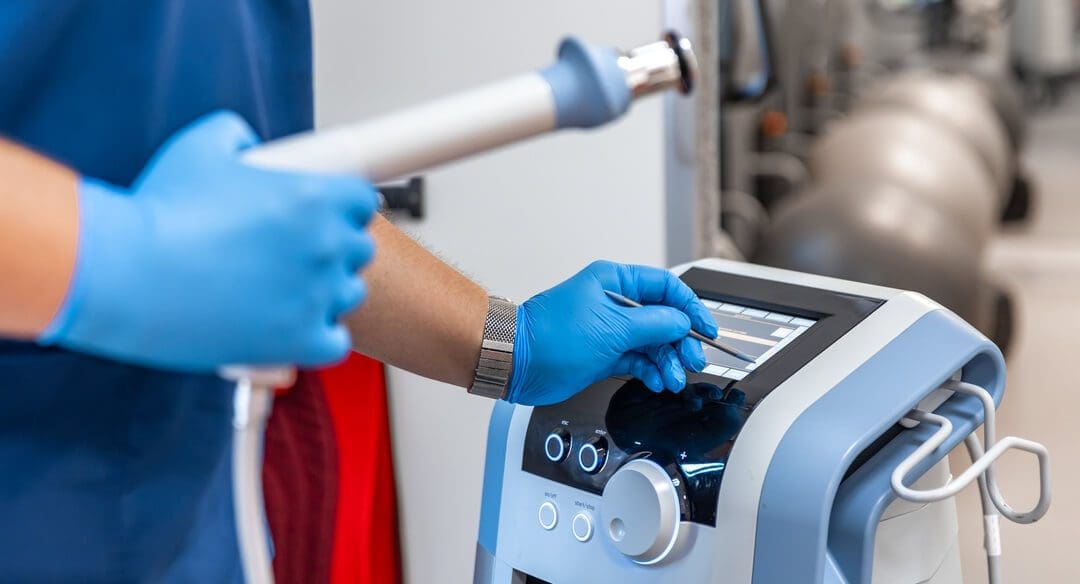 Operating medical equipment showcasing healthcare rental business