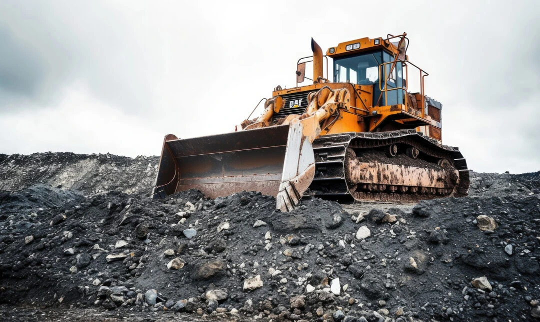 Yellow bulldozer atop rocky soil, showcasing its role in heavy equipment rentals