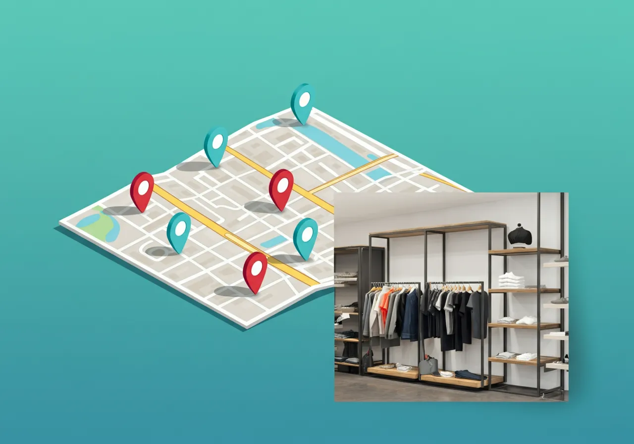 City map showing new clothing retail locations