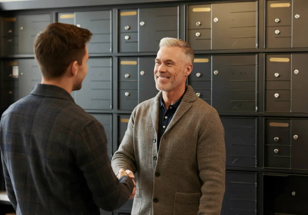 Trust-building handshake between the mailbox rental provider and the client