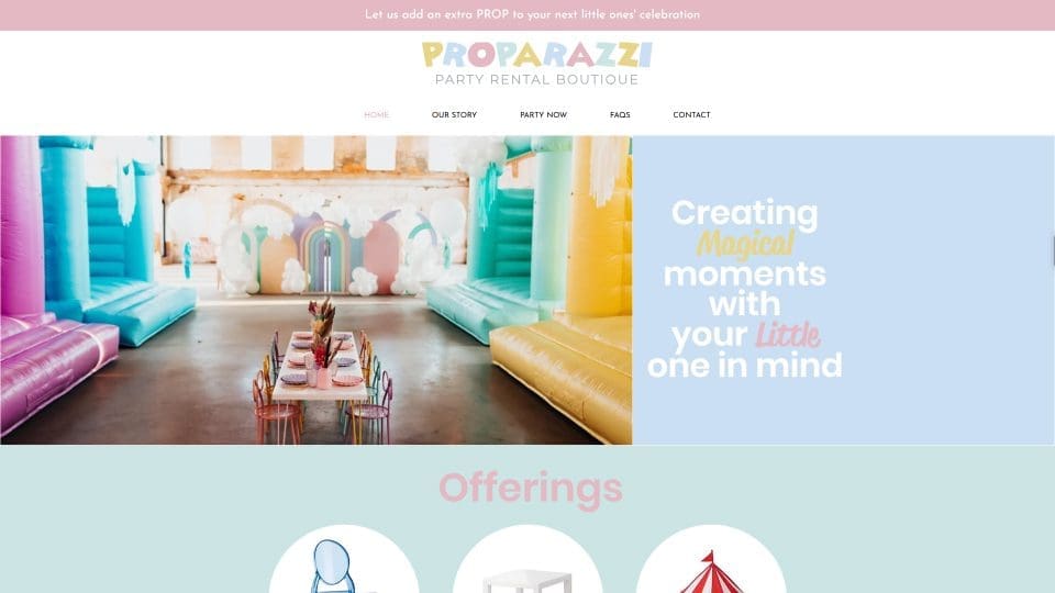 Proparazzi Parties website's screenshot