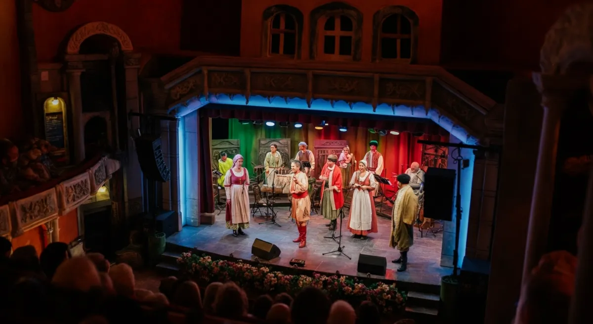 Small theater venue with live stage performance.