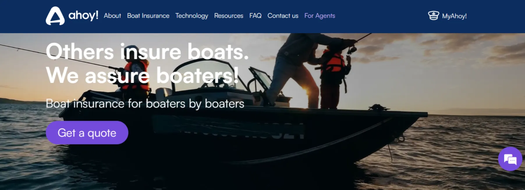 Ahoy Insurance homepage screenshot