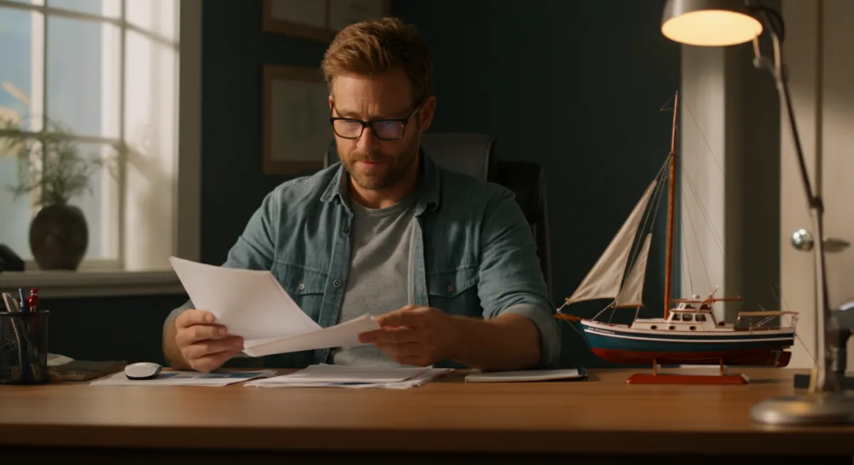 Person reviewing boat rental insurance documents