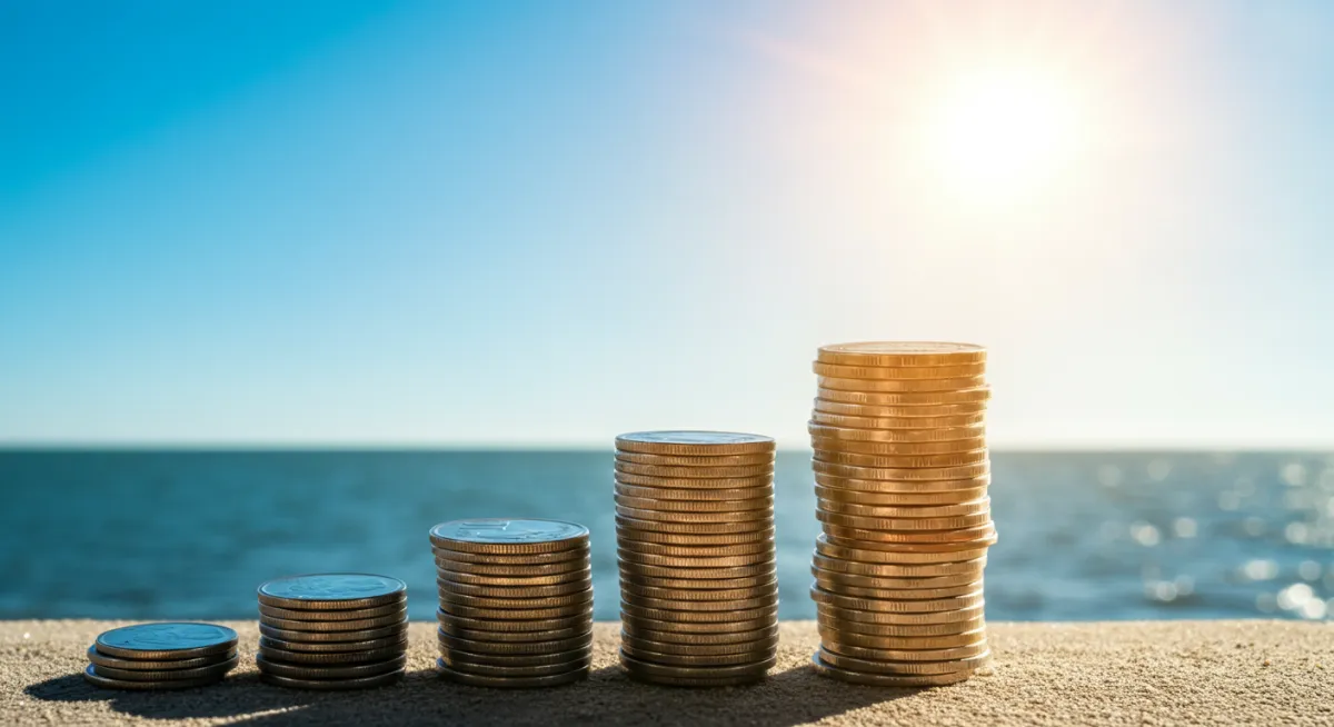 Paddleboard pricing strategy shown with coins