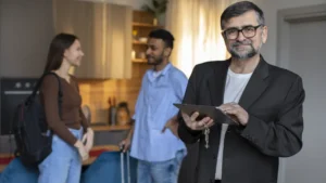 Vacation rental check-in in a bright apartment