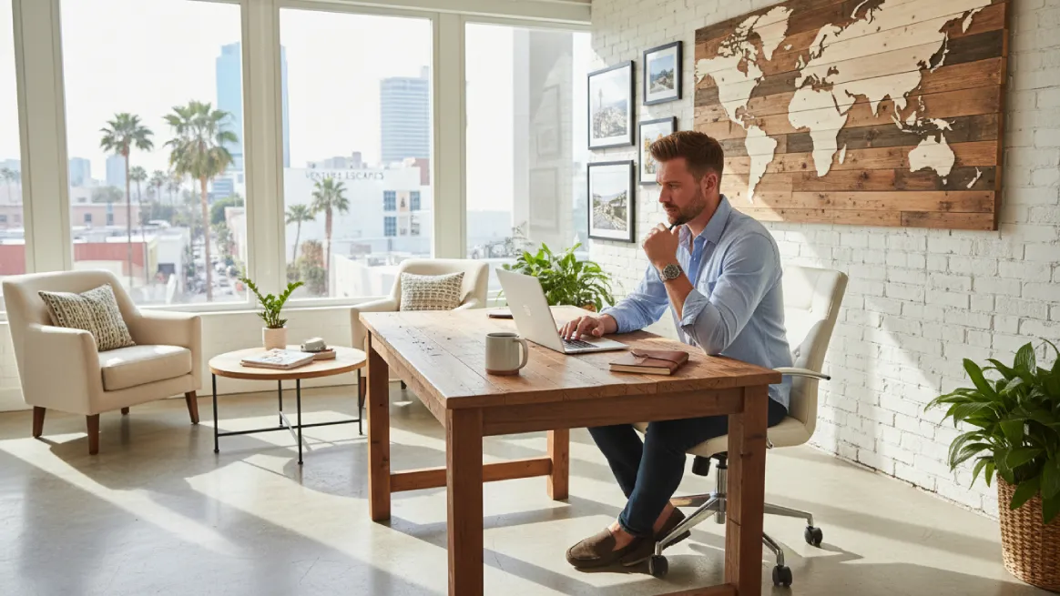 Professional workspace for vacation rental business operations