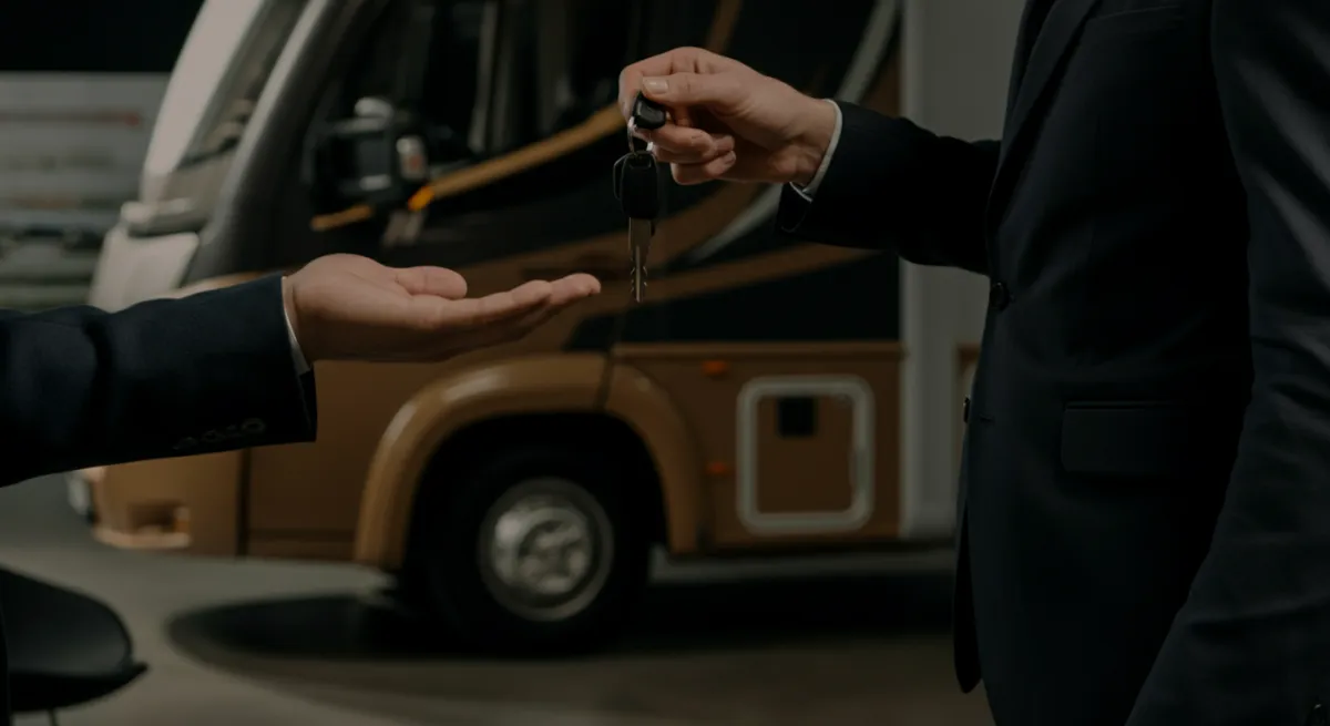 Key handover for RV purchase or lease in dealership setting