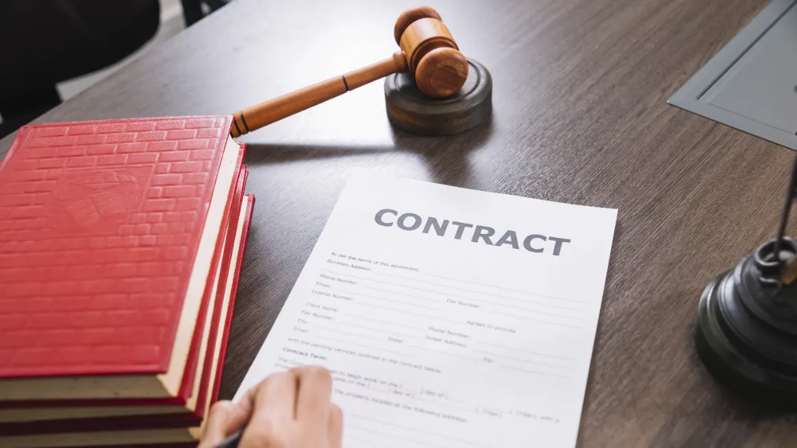 Tent rental business registration documents on the legal desk