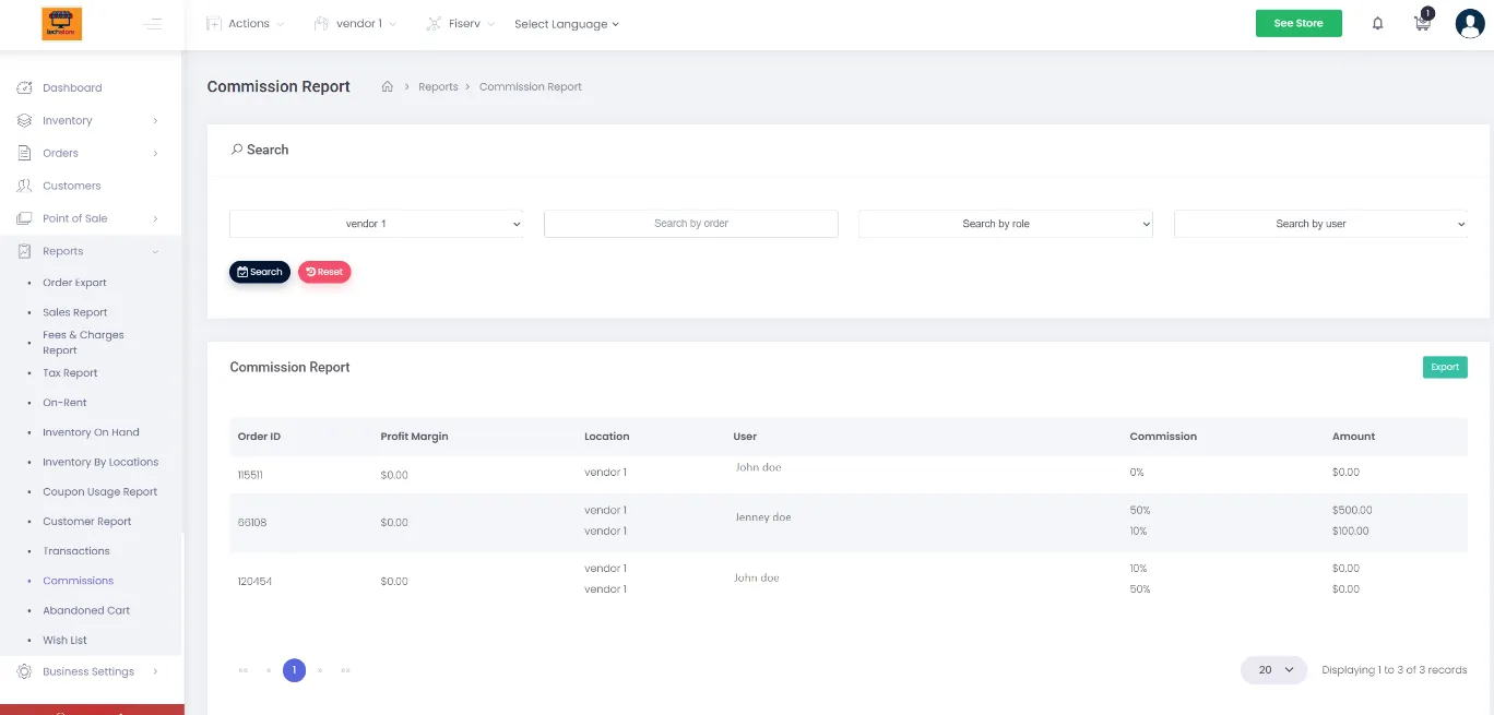 RentMy dashboard showing commission report for power bank rental venue partners