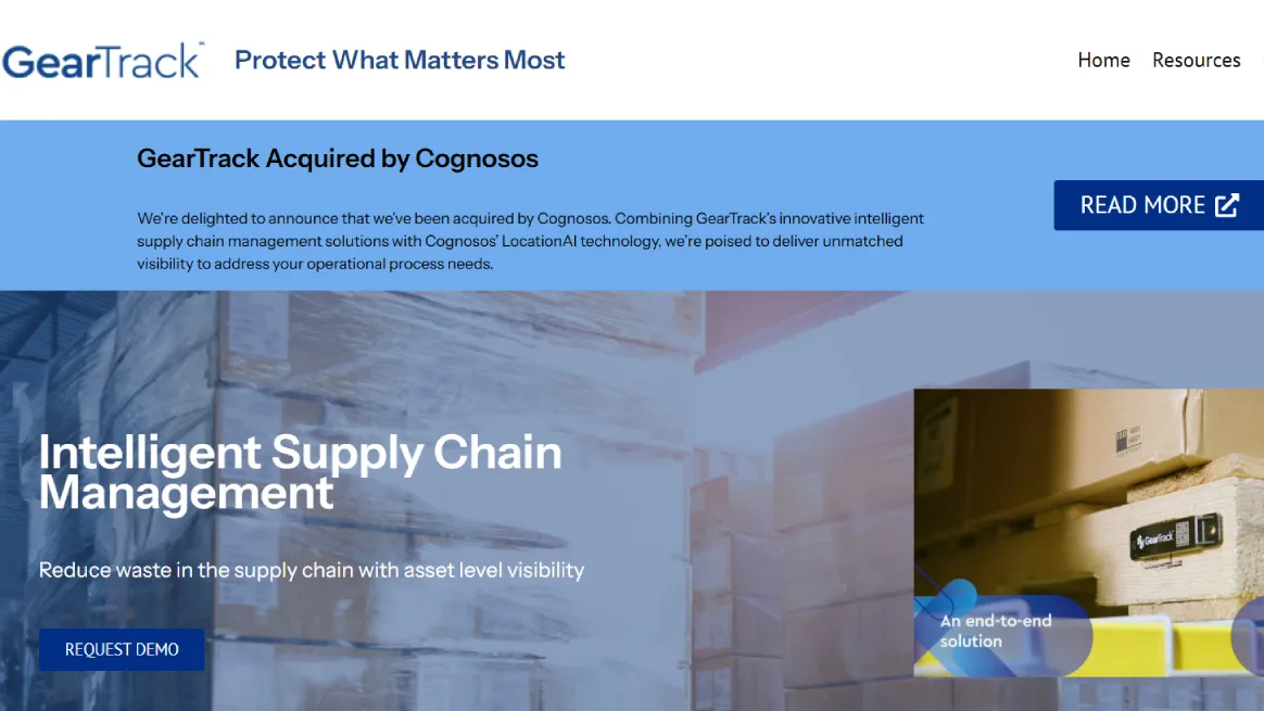 GearTrack homepage featuring logistics and inventory tools