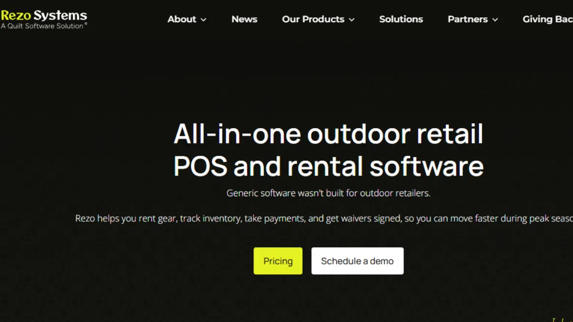 Homepage of the Rezosystems rental management platform