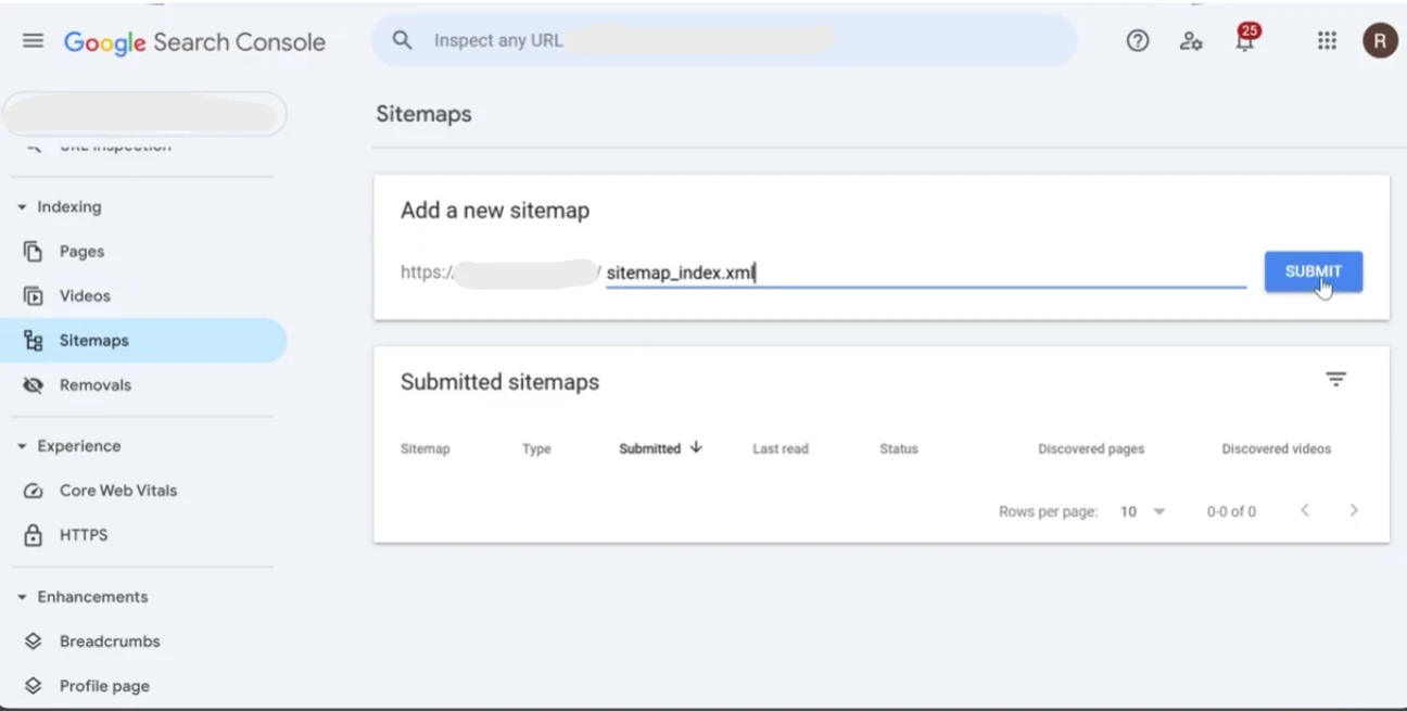 Cursor clicking submit button to add rental website