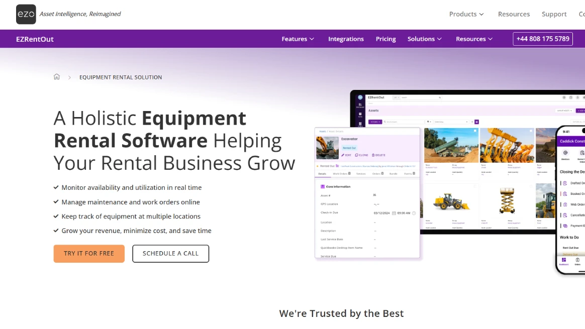 Screenshot of EZRentOut equipment rental software