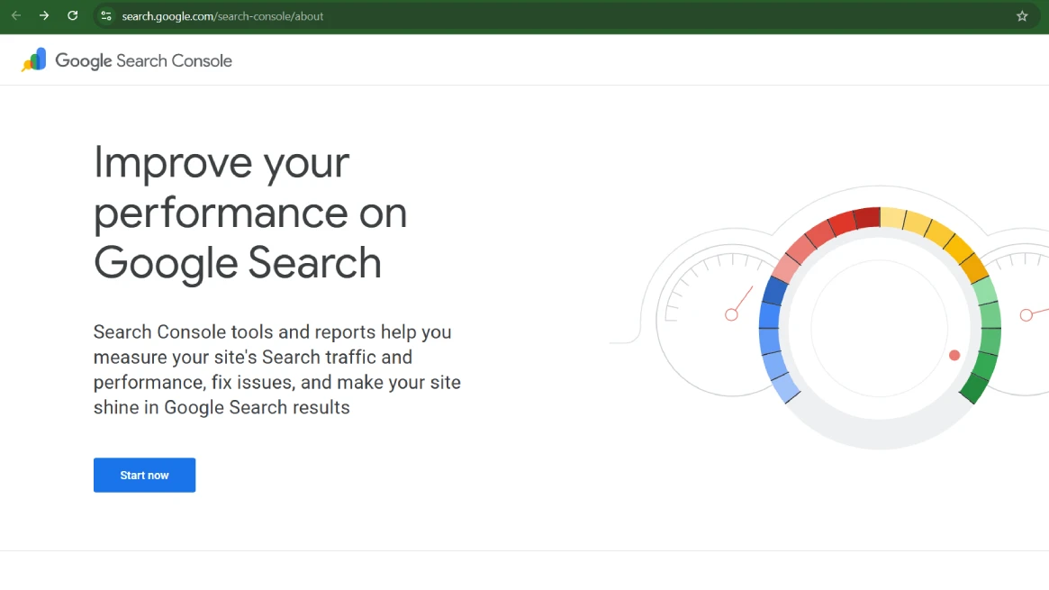 Google Search Console login screen for rental website indexing