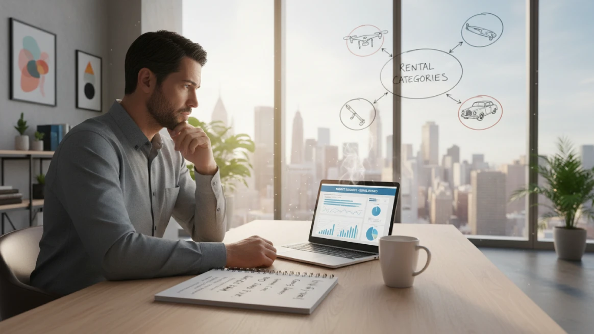 Professional reviewing market trends for rental opportunities