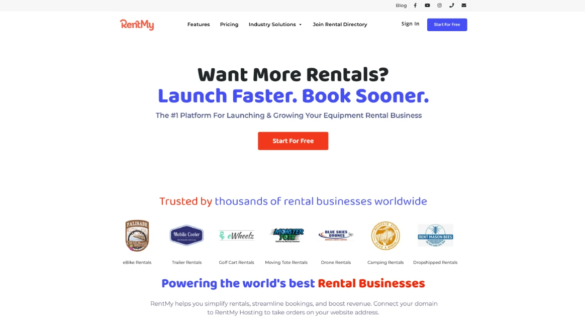 RentMy software interface showcasing rental management tools